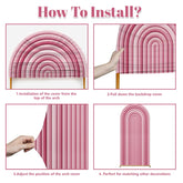 Lofaris Pink Stripes Birthday Arch Fabric Backdrop for Party